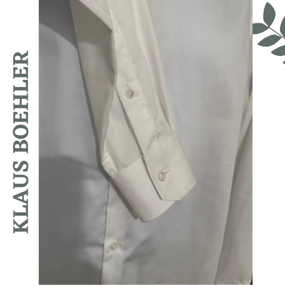 Klaus Boehler White 100% Cotton Dress Shirt | Classic Button Up | Size 16 / 41 - Picture 4 of 6